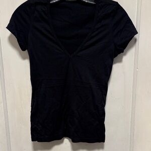 AG Adriano Goldschmied Black V-Neck Short Sleeve Tee Medium
